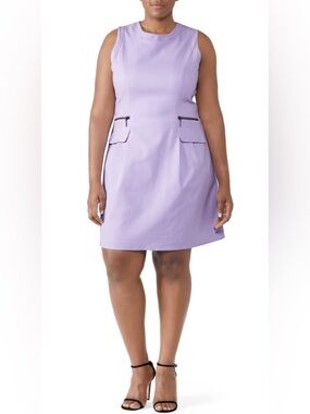 Nanette Lepore Lavender Sleeveless A-Line Dress with Zip Pocket Flaps